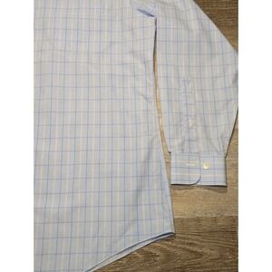 Brooks Brothers Regent Mens Large Blue Plaid Dress Shirt Non-Iron Cotton
